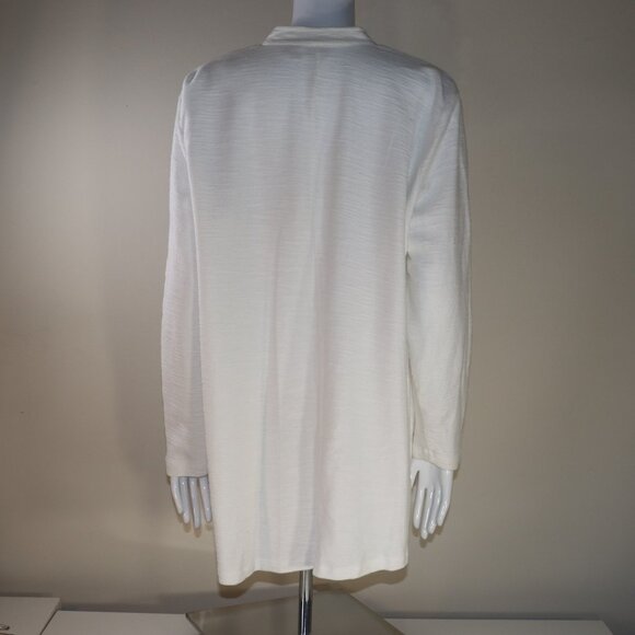 Chicos Zenergy Blue WhiteFloral Embroidered Open Floral Jacket Sweater Size 3 XL - Picture 4 of 16